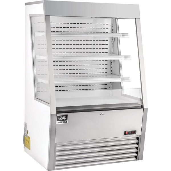 Global Industrial NexelRefrigerated Open Air Merchandiser w/ Curtain, 13.8 Cu. Ft., Stainless Steel 243211 - main